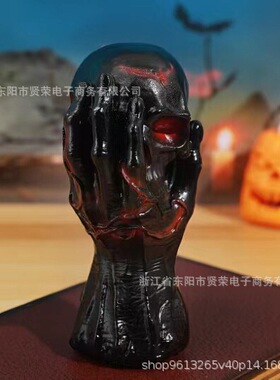 出口新品狂暴之手骷工艺品气氛桌面摆件万圣节树脂头雕像颅装饰