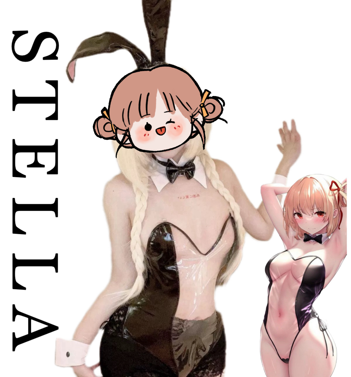 STELLA定制系列黑色半透明漆皮兔女郎 连体衣cos服摄影展漫展制服