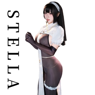 修身 暗夜修女风黑色丝滑连体衣cosplay女装 显瘦 高品 STELLA