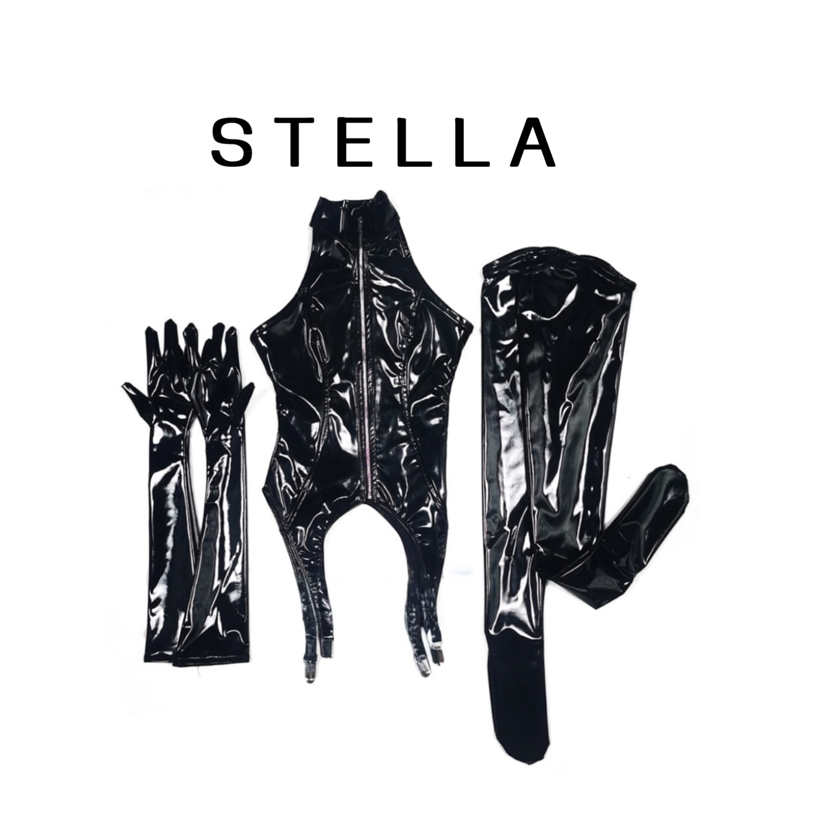 STELLA漆皮性感PU女式连体角色扮演女仆cosplay夜店装制服