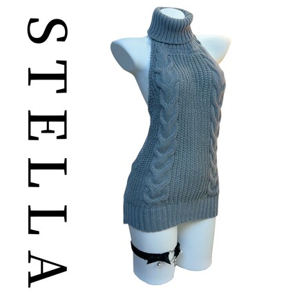 STELLA 经典长款挂脖露背毛衣针织连衣裙修身斩男包臀裙纯欲童贞