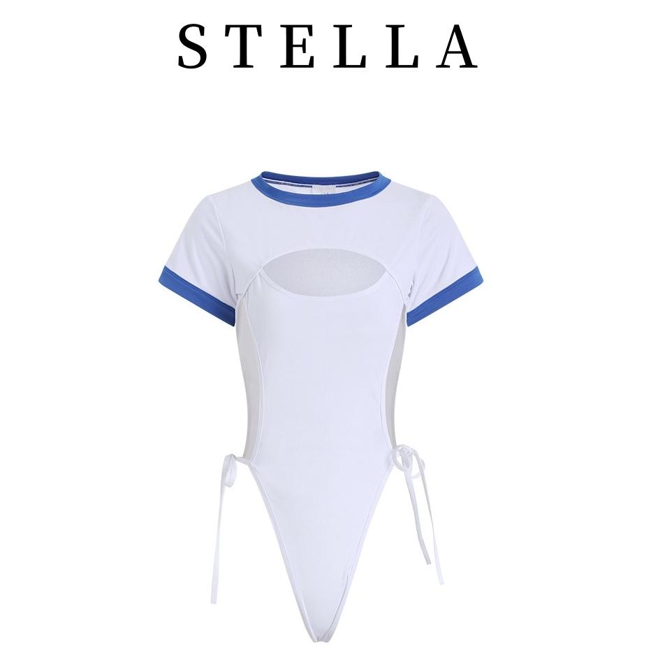 STELLA 体操服学院风连体衣制服运动服Cosplay校园风开胸奶窗