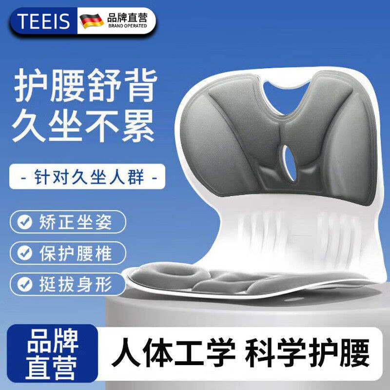 TEEIS护腰坐垫久坐神器人体工学坐姿椅办公室靠背一体支撑腰托垫