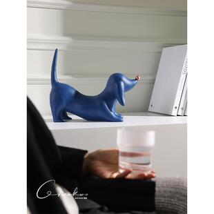 契阔家居 克莱因蓝星鼻比格犬树脂桌面玄关装饰摆饰