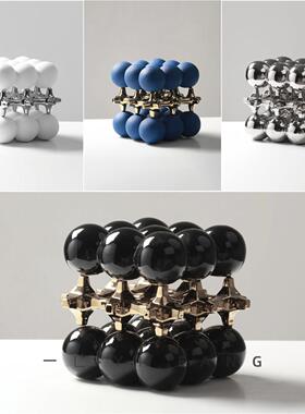 一匚黑金陶瓷几何魔方克莱因蓝家居售楼处样板间客厅卧室玄关摆件