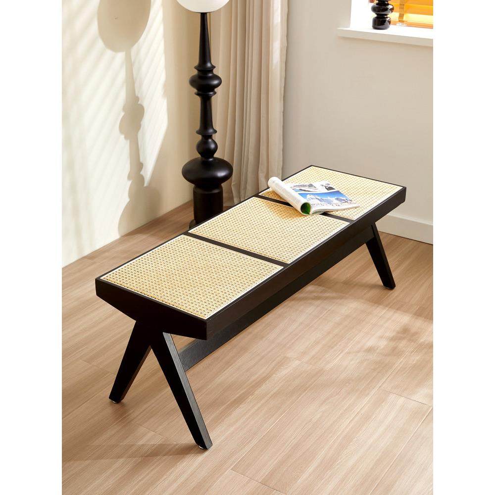 北欧藤编长凳复古长椅原木实木餐椅家用凳子床尾长条凳入户换鞋凳,住宅家具,床尾凳/长凳,淘宝优惠券,粉丝福利购,淘宝优惠卷