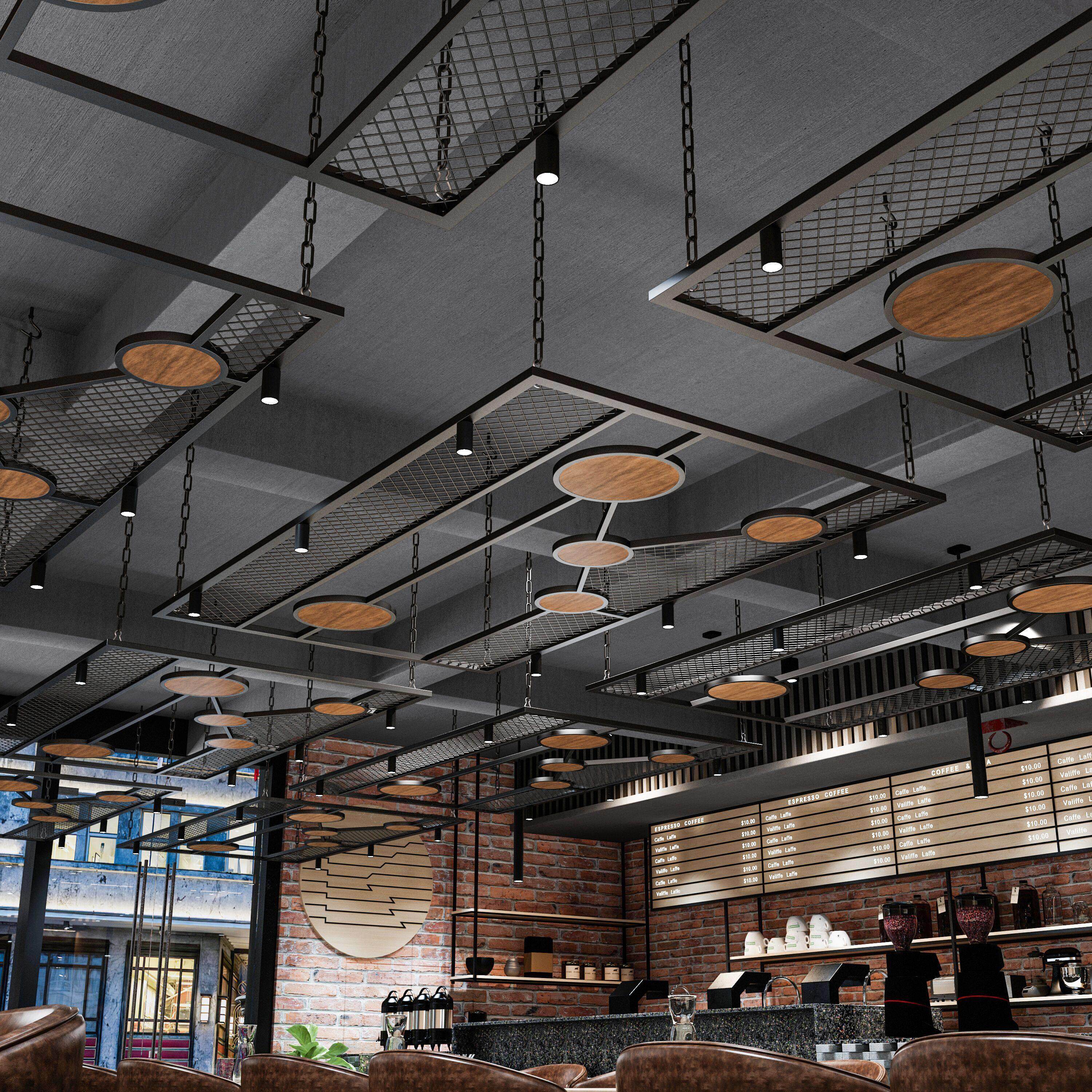 工业风铁网麻绳悬吊式天花板创意饭厅酒吧天花板悬挂铁艺木条覆古,商业/办公家具,办公屏风/隔断,淘宝优惠券,粉丝福利购,淘宝优惠卷