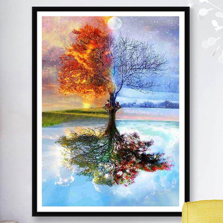 风景钻石画2024新款现代简约四季发财树5d贴钻十字绣客厅餐厅满钻,居家布艺,钻石绣,淘宝优惠券,粉丝福利购,淘宝优惠卷