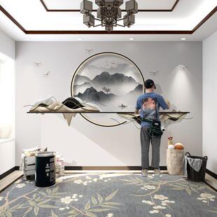 电视背景墙壁纸自粘装饰客厅卧室中式山水3d立体墙贴纸8d墙纸贴画