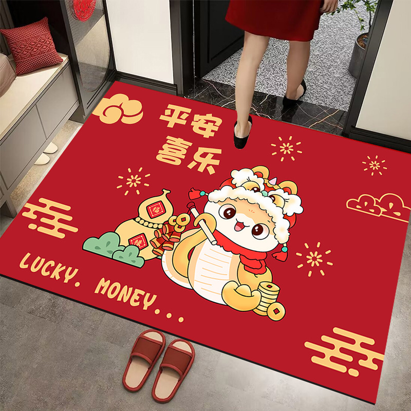 批发硅藻泥蛇年入户门地垫进门口防滑入门垫耐脏脚垫红色新年
