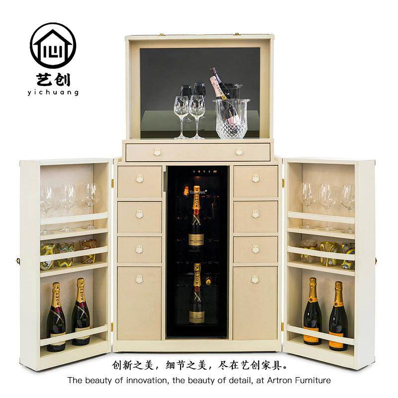 意大利轻奢红酒收纳实木酒柜私人别墅家用设计师款威士忌存储酒柜