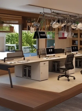 职员办公桌椅组合简约现代办公桌员工位六人位卡座财务员工桌家具