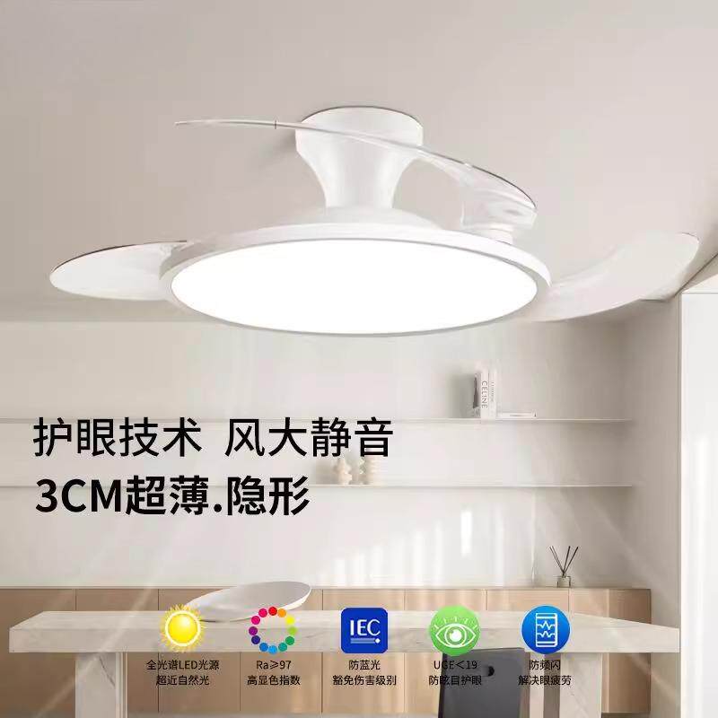 隐形风扇灯2025新款吊扇灯卧室餐厅带灯扇一体变频电扇灯中山灯具