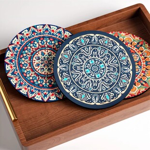 波西米亚家用餐桌隔热垫北欧风圆垫茶台吸水垫防烫防滑杯垫餐盘垫