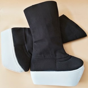 速发新款 戏剧朝靴武生靴仿北京朝纳厚底厚靴方扣皂靴米官底男靴高