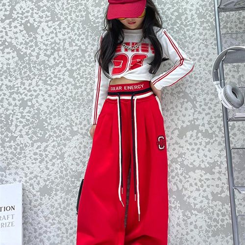 速发a爵士阔服装韩版舞腿裤高腰露脐套装街舞j孩zz舞台走秀演出服