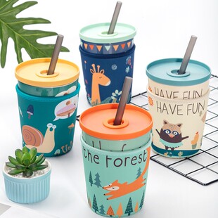 速发大容量杯心成人吸管陶瓷马克杯带盖勺水少杯咖啡子创意潮流个