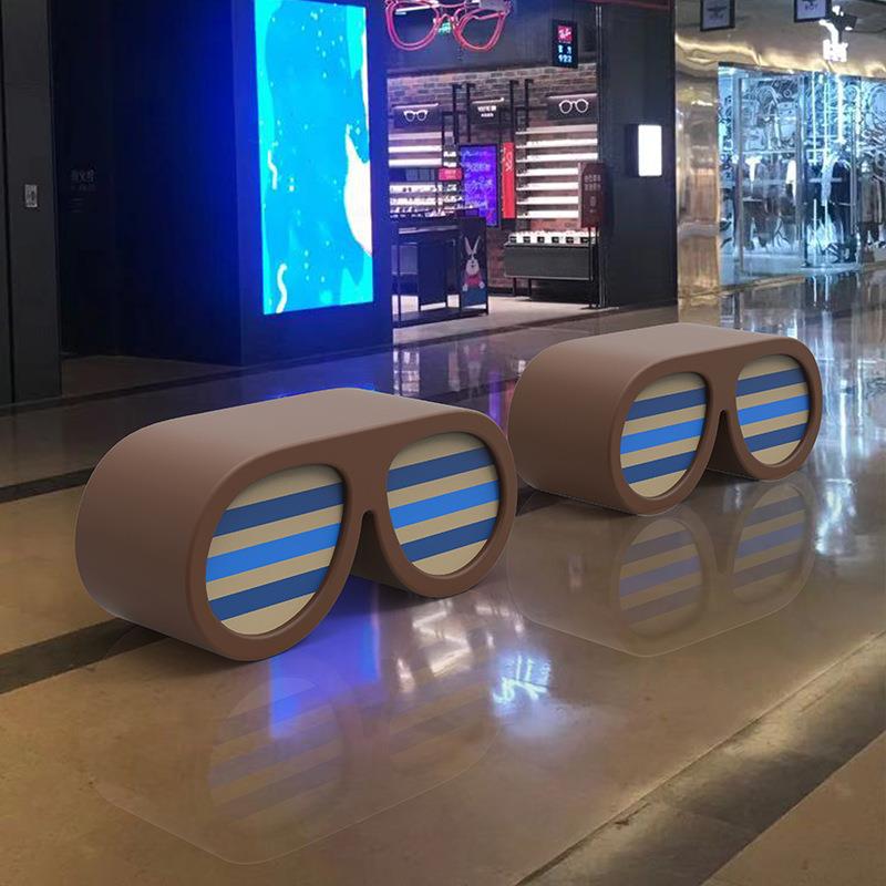 杜克实业玻璃钢眼镜坐凳室外创意座椅商场休息椅户外卡通休闲椅子