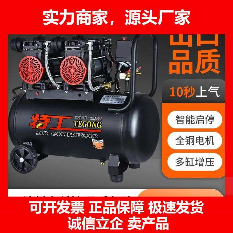 德国十大品牌空压机打气泵小型220v空气压缩机无油静音高压木工喷