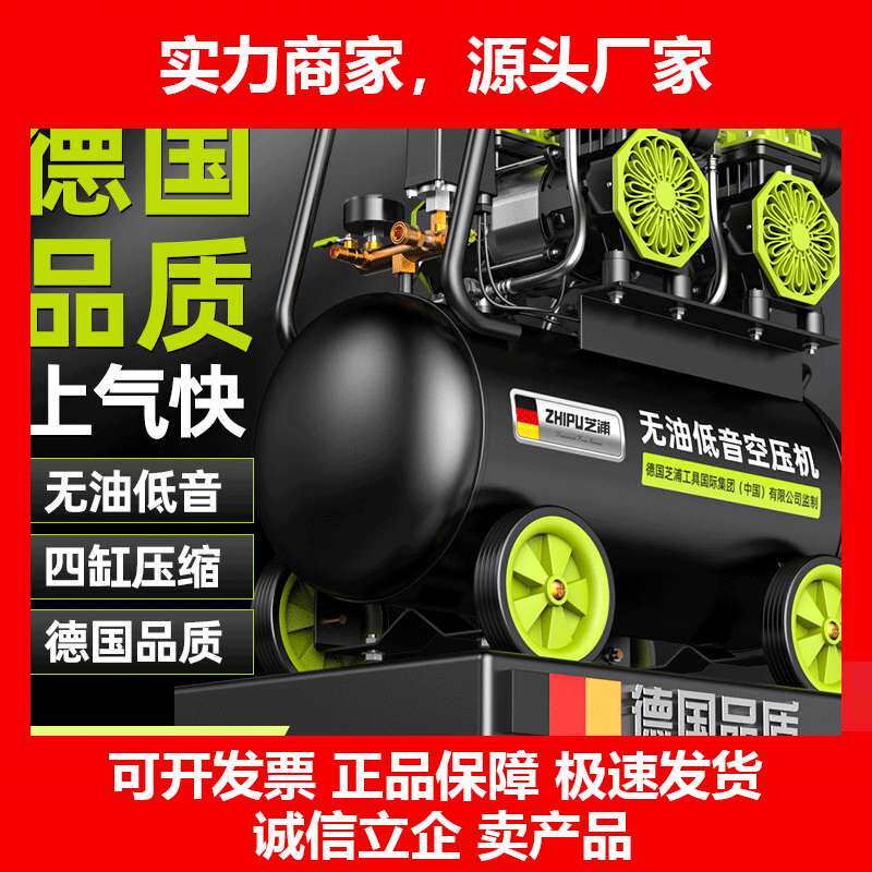 德国十大品牌空压机打气泵小型220v空气压缩机无油低音工业级木工