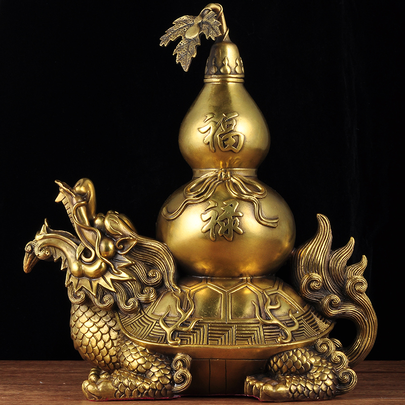 全铜龙龟摆件神兽招财葫芦风水家