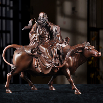 紫铜老子骑牛摆件老子出关像老聃