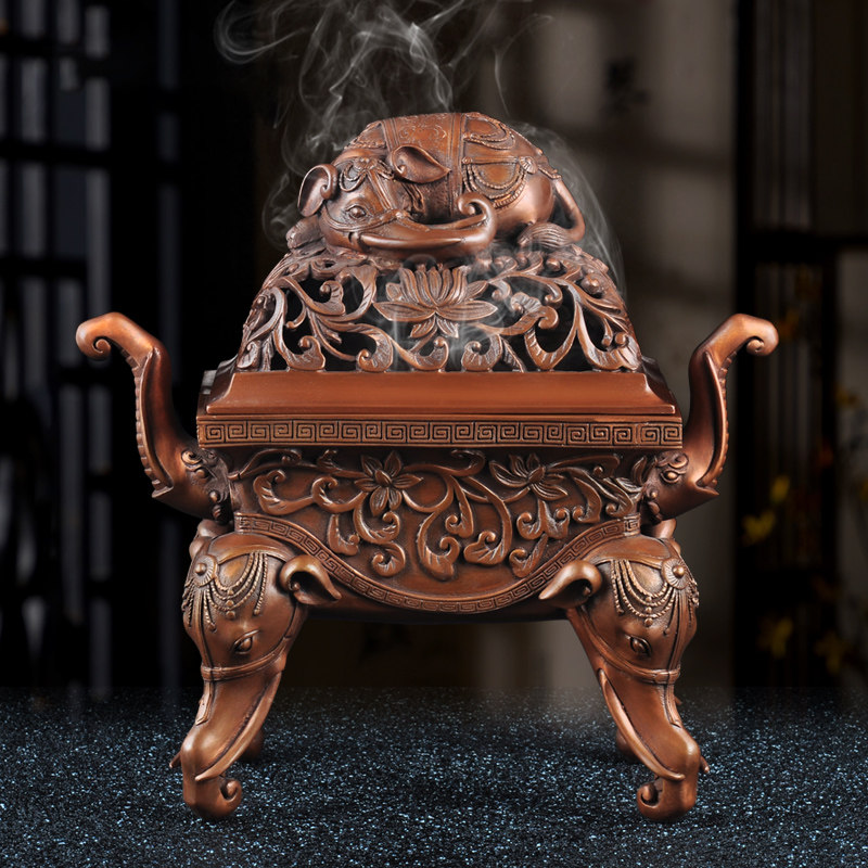 紫铜象钮象首足四方熏炉香道香炉室内家用室内禅室静心安神香薰炉,家居饰品,桌面摆件,淘宝优惠券,粉丝福利购,淘宝优惠卷