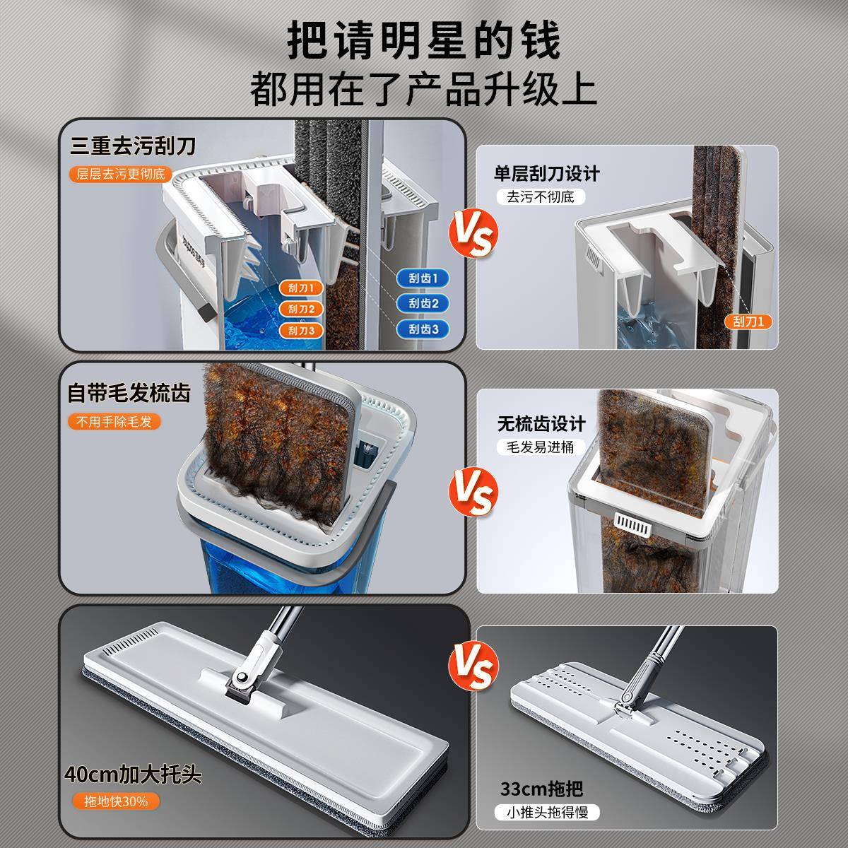 佳帮手2025款板免712手洗刮拖把家用一新拖净平墩布刮乐拖地懒人
