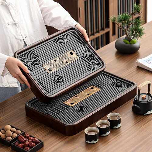 2023新款乌金石实木小茶盘家用功夫茶具套装轻奢高档现代干泡茶台