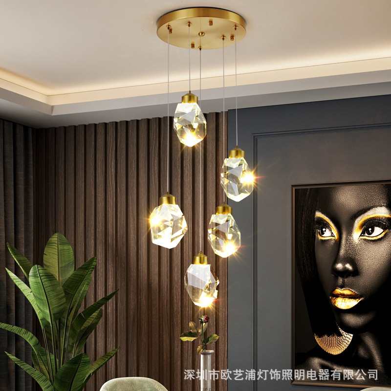 餐厅吊灯三头轻奢后现代简约水晶餐桌个性吧台灯创意饭厅北欧灯具