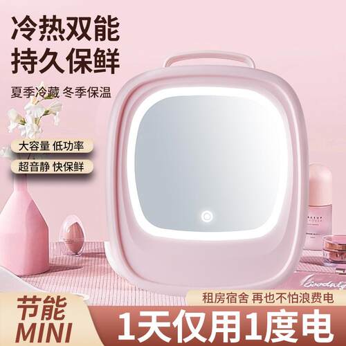 6JLKL镜面ED灯L迷你便携式家车用美妆暖车载两小冰冷箱