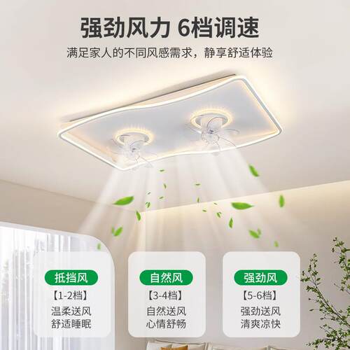 2025年0新款卧led吸顶风扇灯一超薄体室云朵6度摇头91风扇灯餐厅