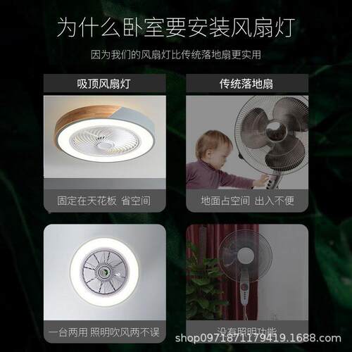 北卧室风扇灯餐客厅智吸顶风欧扇灯现代简厅约静音151家用能灯扇