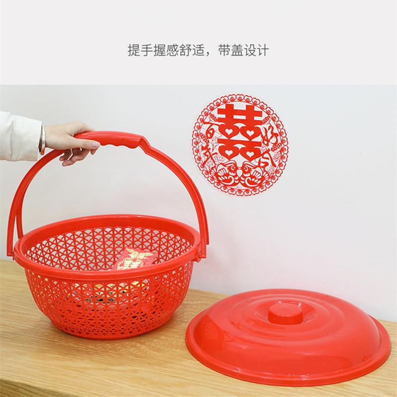 拜拜手篮子拜2FBt0x76神提的市超购物篮塑料圆形喜庆提篮喜嫁事婚