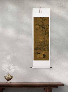 1:1唐韩干猿马图轴中国古字画马装饰画挂画数字微喷复制临摹素材