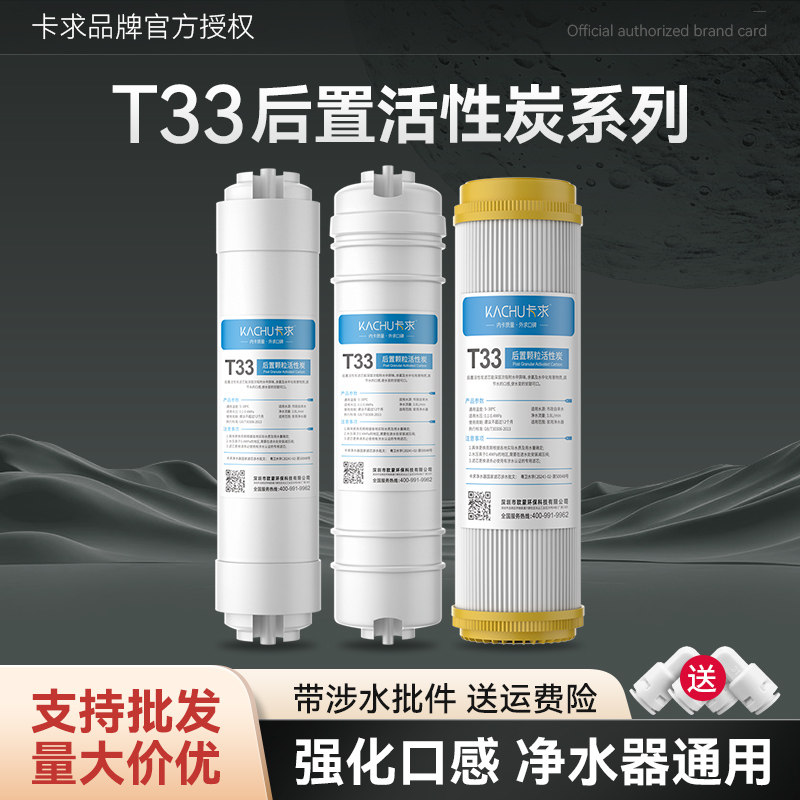 净水器后置活性炭小T33滤芯通用10寸一体快接家用过滤直饮机配件