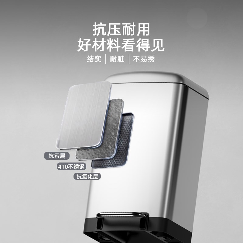 家用厨房不锈钢大号垃圾桶脚踏x式办公室翻盖大容量客厅2024新款