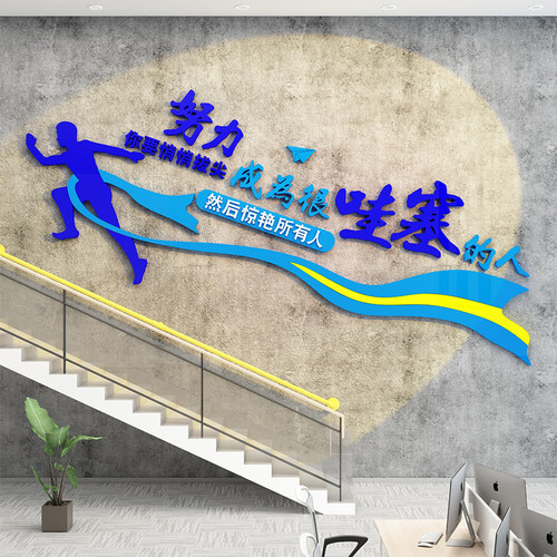办公室墙面装饰布k置企业文化公司背景墙团队激励志标语墙贴画创