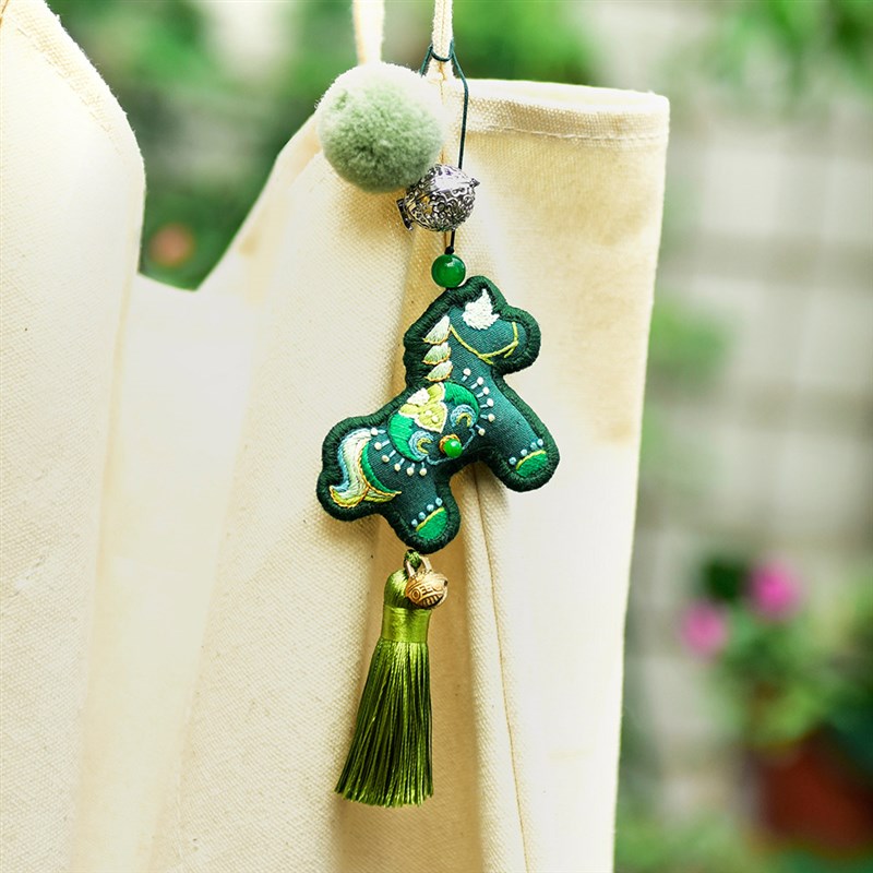 刺绣diy手工香囊材料包自制中国风绿马守护O流苏车挂香包创意礼物