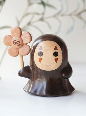 宫崎骏Q版无脸男摆件可爱实木桌面A装饰ins风手里有钱花送朋友礼
