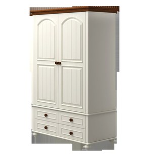 美式乡村实木两门衣柜 地中海卧室大空间储物P衣柜 欧式储物衣橱