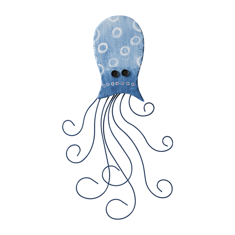 地中海风墙面装饰品儿童房创意铁艺D壁饰墙上挂件章鱼水母立体墙