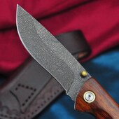 乌兹钢大马士革钢刀手工锻打户外折刀H锋利随身防身刀收藏把玩刀