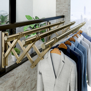 陽臺伸縮晾c衣架戶外推拉家用曬衣架窗外折疊晾衣桿室外加厚涼衣