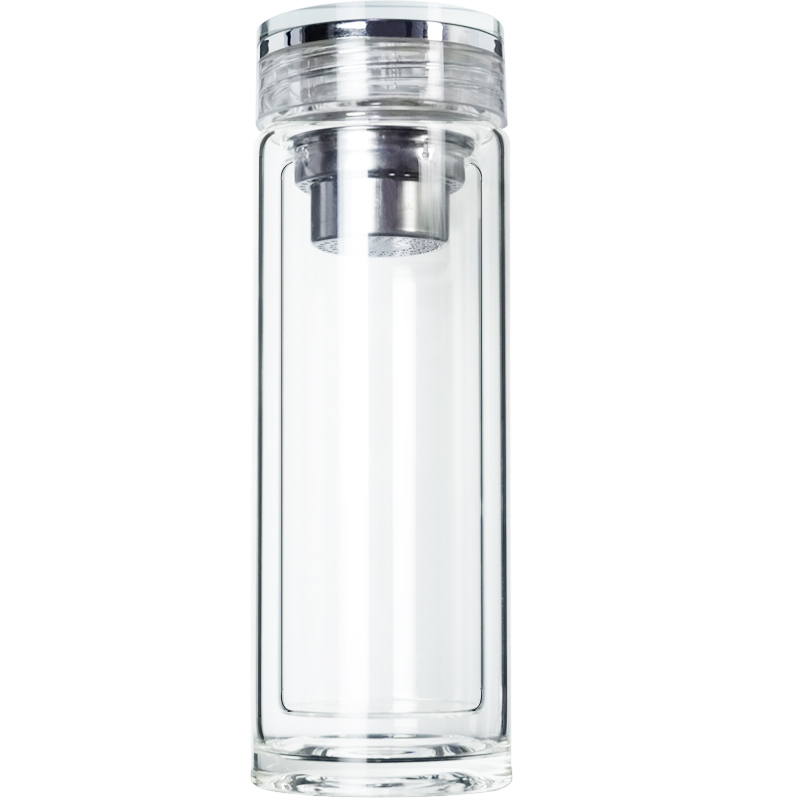 透明玻璃杯双层隔热带盖q过滤泡茶便携杯子男女大容量家用办公水