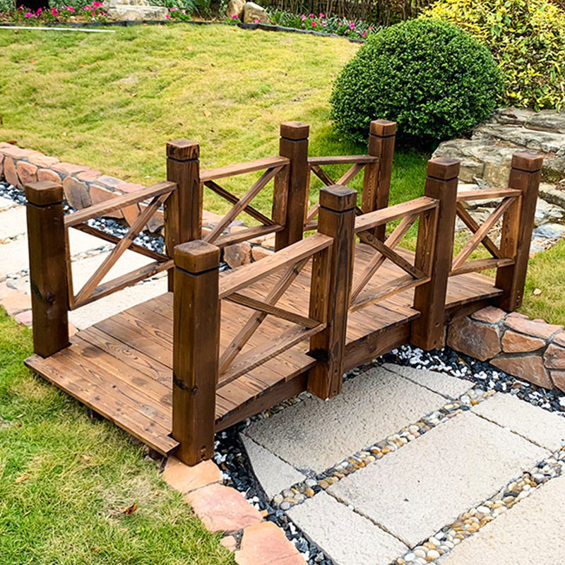 木桥拱桥户外防腐碳化实木景观装饰小桥公园N庭院鱼池栈道景区鹊