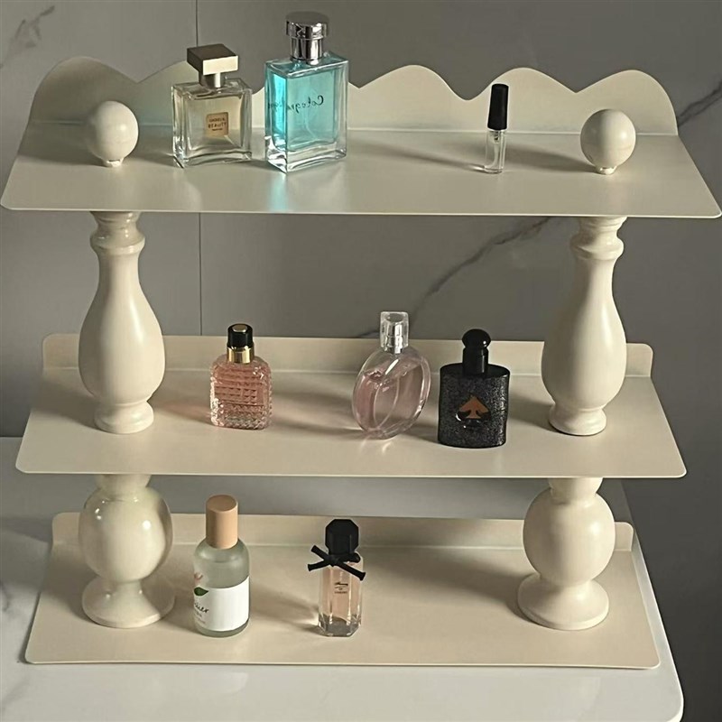 法式多层桌面复古多功能收纳架A 奶油风台面展示杯子香水置物架
