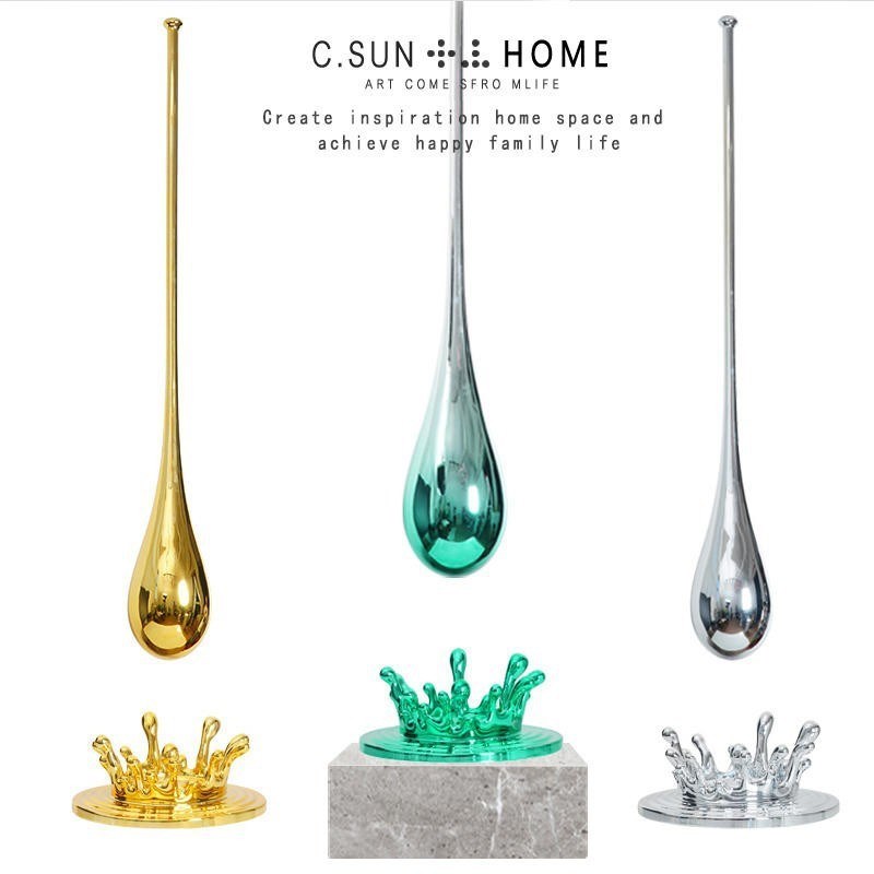 轻奢电镀吊顶水滴雕塑挂件售楼处酒店商业中心吊饰水X花饰品大摆