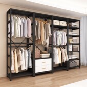 步入式 衣 金属衣帽间挂衣架组合双层衣帽架落地卧室置V物架开放式