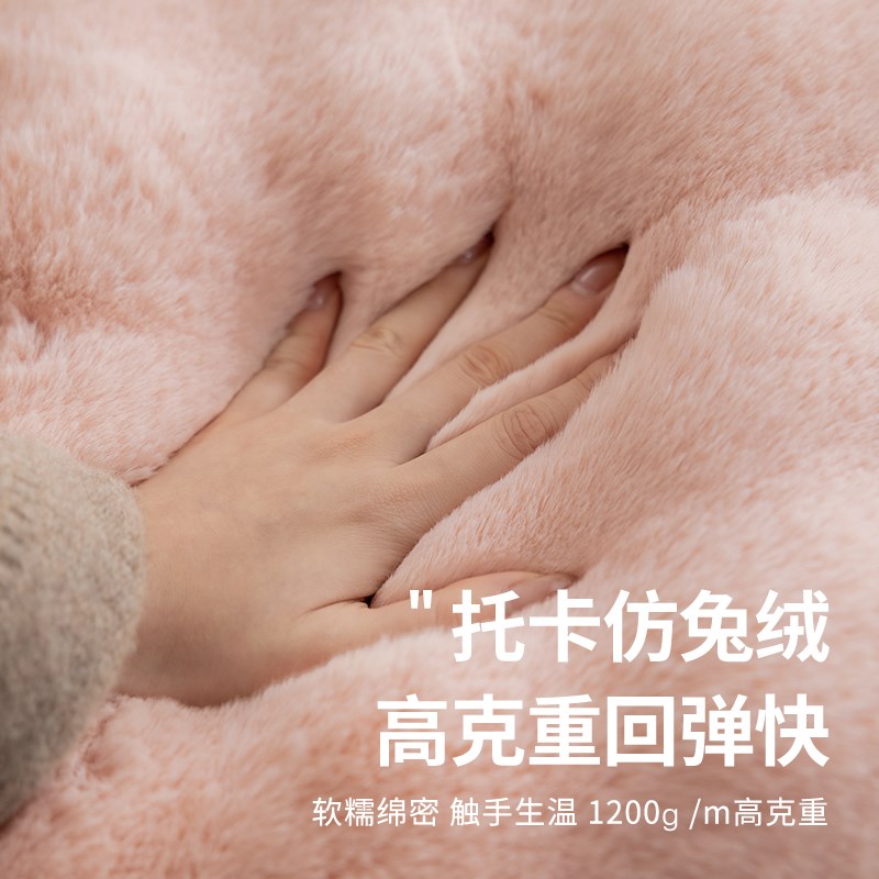 兔毛绒抱枕沙发客厅轻奢粉色靠枕奶油风卧室枕腰枕含芯Z高级感靠